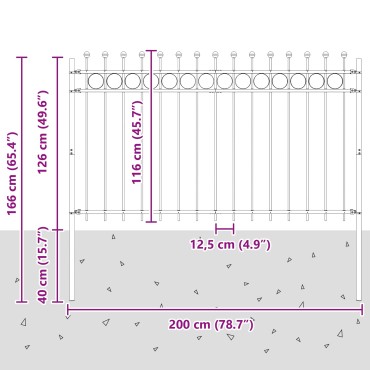 vidaXL Δαχτυλίδι φράχτη TILBURG 200x166cm Μαύρο