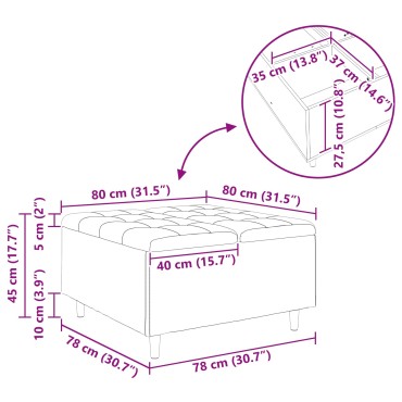 vidaXL Οθωμανό με Αποθηκευτικό Χώρο Μαύρο 80x80x45cm ύφασμα