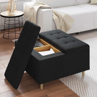 vidaXL Οθωμανό με Αποθηκευτικό Χώρο Μαύρο 80x80x45cm ύφασμα