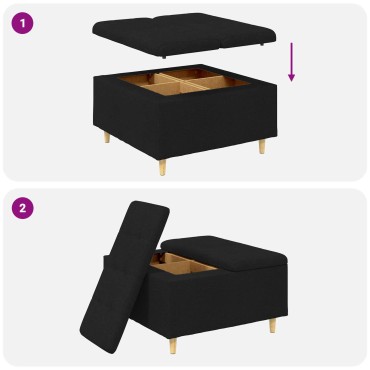 vidaXL Οθωμανό με Αποθηκευτικό Χώρο Μαύρο 80x80x45cm ύφασμα