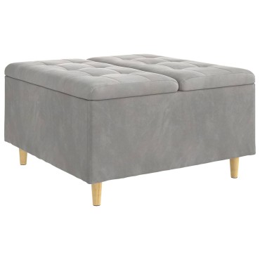 vidaXL Οθωμανικό αποθήκευσης Ανοιχτό γκρι 80x80x45cm Βελούδο