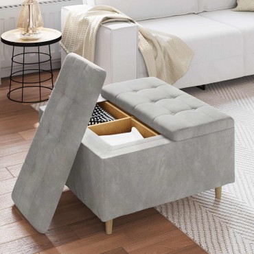 vidaXL Οθωμανικό αποθήκευσης Ανοιχτό γκρι 80x80x45cm Βελούδο
