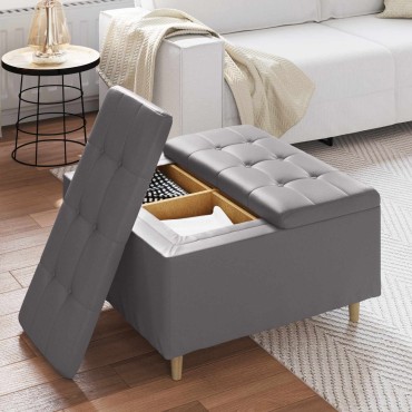 vidaXL Οθωμανικό αποθήκευσης Γκρι 80x80x45cm Τεχνητό δέρμα
