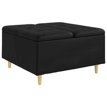 vidaXL Οθωμανικό αποθήκευσης Μαύρο 80x80x45cm Τεχνητό δέρμα