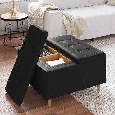 vidaXL Οθωμανό με Αποθηκευτικό Χώρο Μαύρο 80x80x45cm