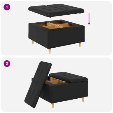 vidaXL Οθωμανό με Αποθηκευτικό Χώρο Μαύρο 80x80x45cm