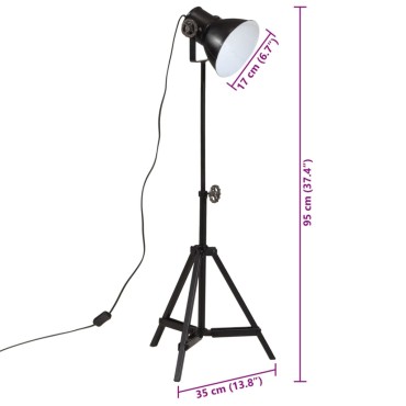 vidaXL Φωτιστικό Δαπέδου 25 W Μαύρο 35x35x65/95 εκ. Ε27
