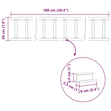 vidaXL Φρουρός χιονιού οροφής Κόκκινο 100 x 2,5 x 20 εκ Ατσάλι