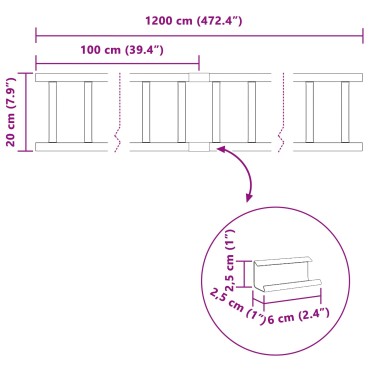 vidaXL Φρουρός χιονιού οροφής Κόκκινο 1200 x 2,5 x 20 εκ Ατσάλι