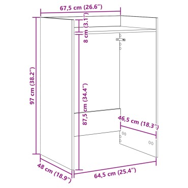 vidaXL Ντουλάπα Πλυντηρίου Γκρίζο Σονομα 67,5x48x97 εκ 1 τεμ.