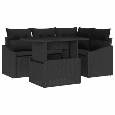 vidaXL Σετ Καναπέ Κήπου 5 τεμ. Μαύρο 100x55x73cm  Γωνιακός