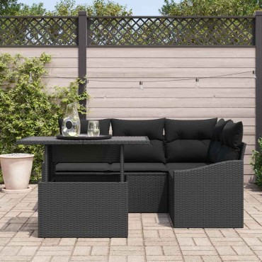 vidaXL Σετ Καναπέ Κήπου 5 τεμ. Μαύρο 100x55x73cm  Γωνιακός