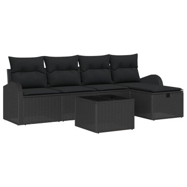 vidaXL Σετ Καναπέ 6 τεμ. Μαύρο συνθετικό ρατάν 55x55x37cm  Γωνιακός