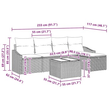 vidaXL Σετ Καναπέ 6 τμχ. συνθετικό ρατάν