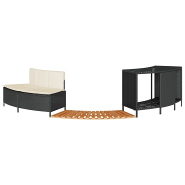 vidaXL Πλαίσιο Τζακούζι Μαύρο από Συνθετικό Ρατάν + Μασίφ Ξύλο Ακακίας