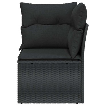 vidaXL Γωνιακός Καναπές Κήπου με Μαξιλάρια από Μαύρο Συνθετικό Ρατάν 62x62x69 cm