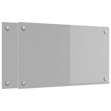 vidaXL Πλάτη κουζίνας 2 τμχ. Ανοιχτό γκρι 70 x 40 cm σκληρυμένο γυαλί