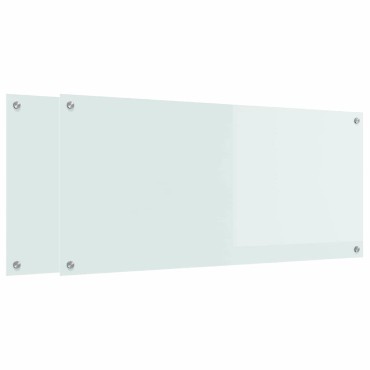 vidaXL Πλάτη κουζίνας 2 τμχ. Λευκό 110 x 50 cm σκληρυμένο γυαλί
