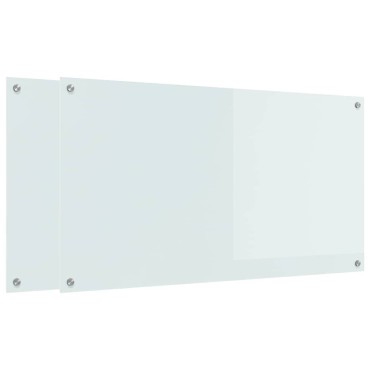 vidaXL Πλάτη κουζίνας 2 τμχ. Λευκό 110 x 60 cm σκληρυμένο γυαλί
