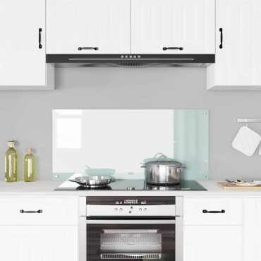 vidaXL Πλάτη κουζίνας Λευκό 110 x 50 cm σκληρυμένο γυαλί