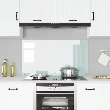vidaXL Πλάτη κουζίνας Λευκό 110 x 60 cm σκληρυμένο γυαλί