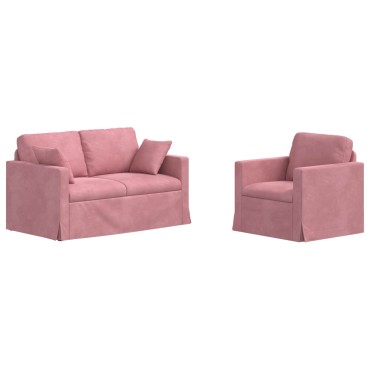 vidaXL Σετ Καναπέ 2 τεμ. Ροζ Βελούδο 138x78x80cm  Διθέσιος