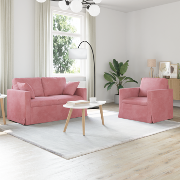 vidaXL Σετ Καναπέ 2 τεμ. Ροζ Βελούδο 138x78x80cm  Διθέσιος