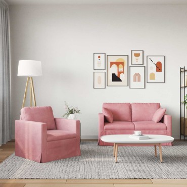 vidaXL Σετ Καναπέ 2 τεμ. Ροζ Βελούδο 138x78x80cm  Διθέσιος