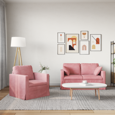 vidaXL Σετ Καναπέ 2 τεμ. Ροζ Βελούδο 138x78x80cm  Διθέσιος