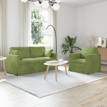 vidaXL Σετ Καναπέ 2 τεμ. Ανοιχτό Πράσινο Βελούδο 158x78x80cm  Διθέσιος