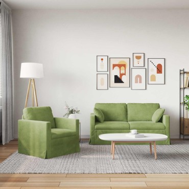 vidaXL Σετ Καναπέ 2 τεμ. Ανοιχτό Πράσινο Βελούδο 158x78x80cm  Διθέσιος