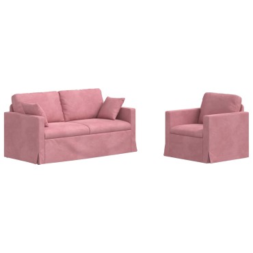 vidaXL Σετ Καναπέ 2 τεμ. Ροζ Βελούδο 158x78x80cm  Διθέσιος