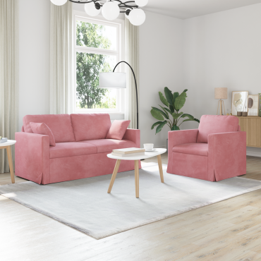 vidaXL Σετ Καναπέ 2 τεμ. Ροζ Βελούδο 158x78x80cm  Διθέσιος