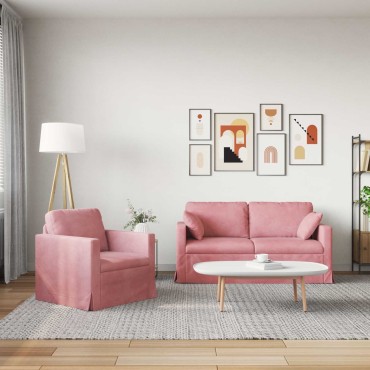 vidaXL Σετ Καναπέ 2 τεμ. Ροζ Βελούδο 158x78x80cm  Διθέσιος