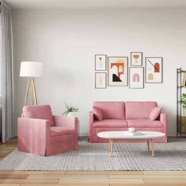 vidaXL Σετ Καναπέ 2 τεμ. Ροζ Βελούδο 158x78x80cm  Διθέσιος