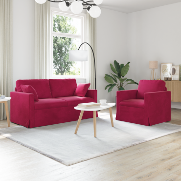 vidaXL Σετ Καναπέ 2 τεμ. Κόκκινο Βελούδο 158x78x80cm  Διθέσιος