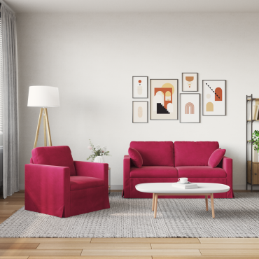 vidaXL Σετ Καναπέ 2 τεμ. Κόκκινο Βελούδο 158x78x80cm  Διθέσιος