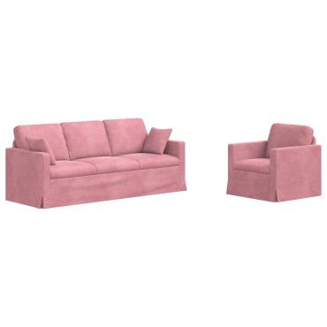 vidaXL Σετ Καναπέ 2 τεμ. Ροζ Βελούδο 198x78x80cm  Διθέσιος