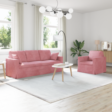 vidaXL Σετ Καναπέ 2 τεμ. Ροζ Βελούδο 198x78x80cm  Διθέσιος