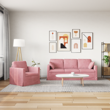vidaXL Σετ Καναπέ 2 τεμ. Ροζ Βελούδο 198x78x80cm  Διθέσιος