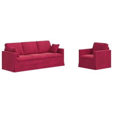 vidaXL Σετ Καναπέ 2 τεμ. Κόκκινο Βελούδο 198x78x80cm  Διθέσιος