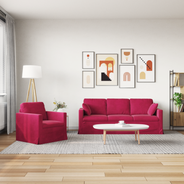 vidaXL Σετ Καναπέ 2 τεμ. Κόκκινο Βελούδο 198x78x80cm  Διθέσιος