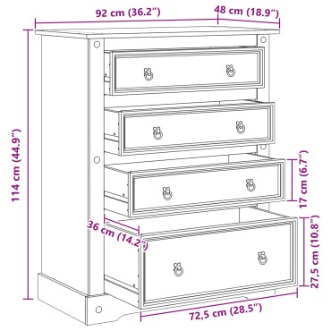 vidaXL Αποθηκευτικές Κάσες με συρτάρι Corona Λευκός 92x48x114 εκ