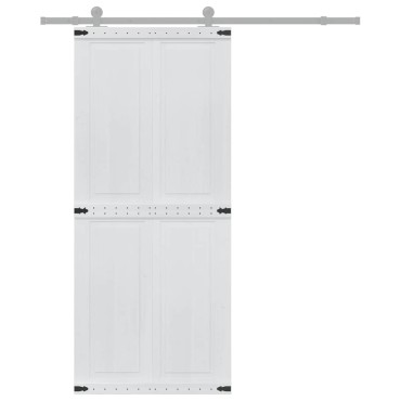 vidaXL Πόρτα αχυρώνα Corona Λευκό 90 x 210 cm Μασίφ Ξύλο Πεύκου