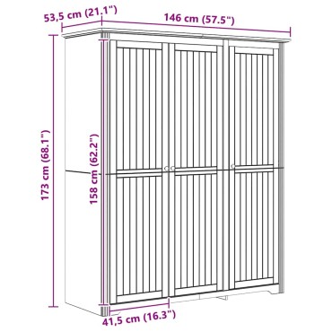 vidaXL Ντουλάπι BODO Μέλι Καφέ 146x53,5x173cm Επεξεργασμένο Ξύλο