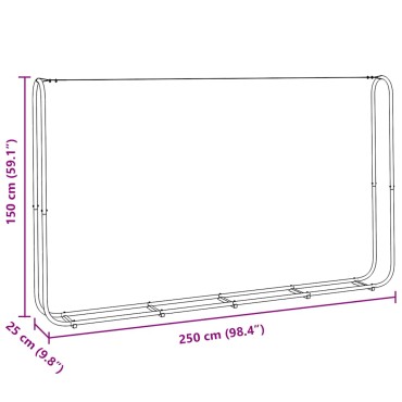 vidaXL Ράφι Καυσόξυλων 250x25x150 εκ. Γαλβανιζέ Ατσάλι