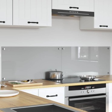 vidaXL Πλάτη κουζίνας 2 τμχ. Ανοιχτό γκρι 80 x 40 cm σκληρυμένο γυαλί