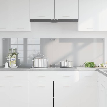 vidaXL Πλάτη κουζίνας 2 τμχ. Ανοιχτό γκρι 90 x 50 cm σκληρυμένο γυαλί