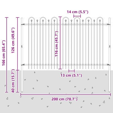 vidaXL Φράχτης Καμάρας με Άκρες DRONTEN 200x166cm Μαύρο