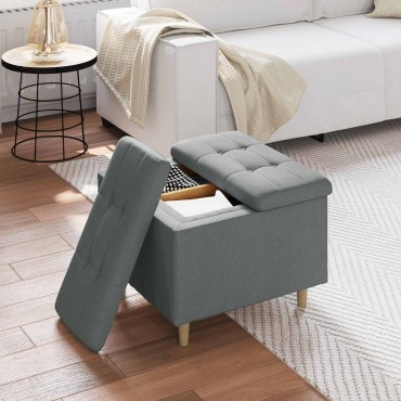 vidaXL Οθωμανικό αποθήκευσης Σκούρο Γκρι 60x60x45cm ύφασμα